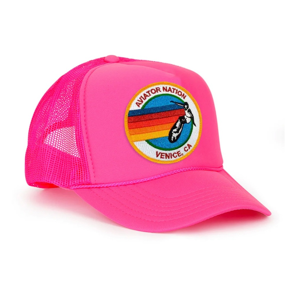 Aviator Nation Kids Bright Pink Trucker Hat